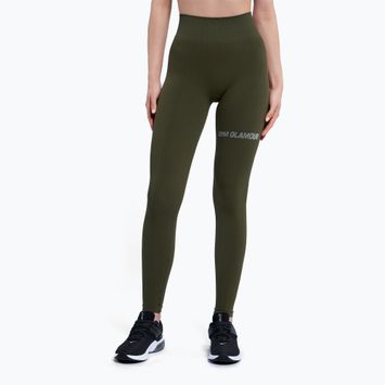 Női edzés leggings Gym Glamour Push Up Khaki 399