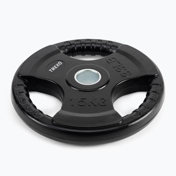 TREXO fekete gumírozott öntöttvas súlyzótárcsa 15 kg RW15