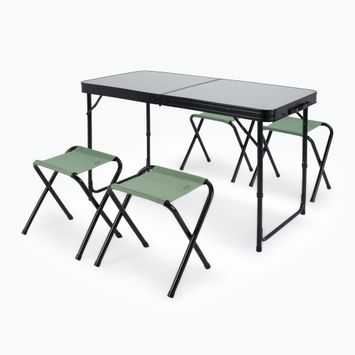 Összecsukható kempingasztal + székek KADVA CAMPtable szett 4-6 fő részére, szürke
