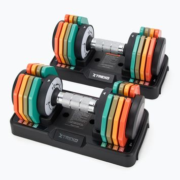 Állítható kézisúlyzó készlet TREXO 2 x 10 kg multicolor
