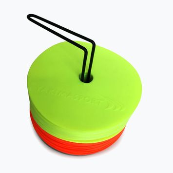 Lapos mezei jelzőtáblák állvánnyal Yakimasport 24 db sárga-narancs 100214