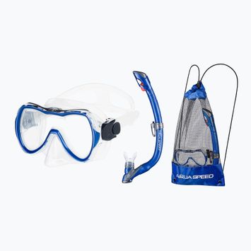 AQUA-SPEED búvárszett Enzo + Evo maszk + snorkel + táska kék
