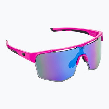 GOG Athena matt neon rózsaszín / fekete / többszínű fehér-kék kerékpáros szemüveg E508-3