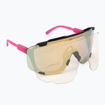 Kerékpáros szemüveg POC Devour fluo pink/uranium black translucent/clarity road gold