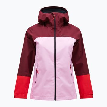 Női Peak Performance Trail Hipe Shell kabát sötét/reggeli harmat/piros esőkabát