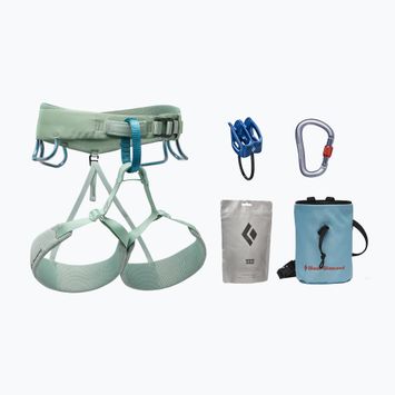 Női hegymászó szett hevederrel Black Diamond Momentum Harness csomag pasztell zöld színben