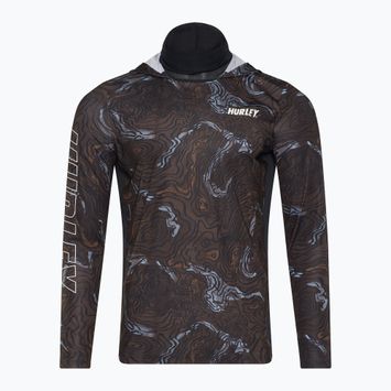 Férfi Hurley H2O-Dri Atticus Moab UPF Hood Hood hosszú ujjú fekete