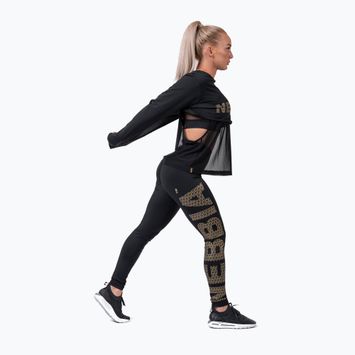 Női edző leggings NEBBIA Gold Print fekete 8270110