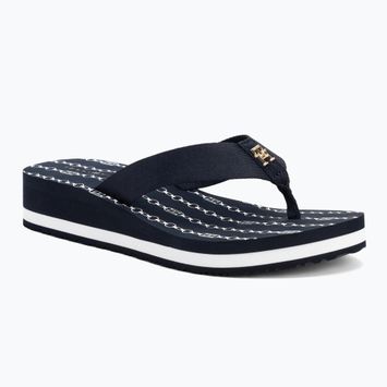 Női flip-flop papucs Tommy Hilfiger Im Th Chainprint Midwedge Sandal space blue