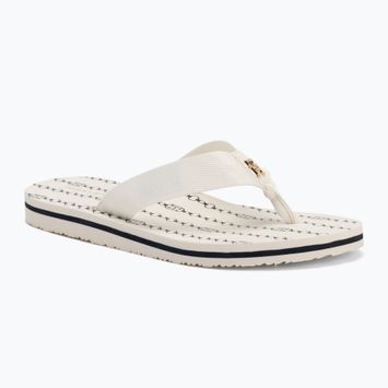 Női flip-flop papucs Tommy Hilfiger Chain Print Beach Sandal ivory