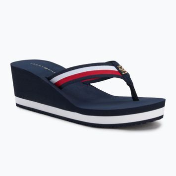 Női flip-flop papucs Tommy Hilfiger Corporate Wedge Beach Sandal space blue