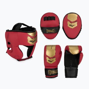 Everlast Prospect 2 boksz szett sisak + pajzsok + kesztyű piros/arany