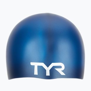 TYR Wrinkle-Free Silicone gyermek úszósapka tengerészkék színben