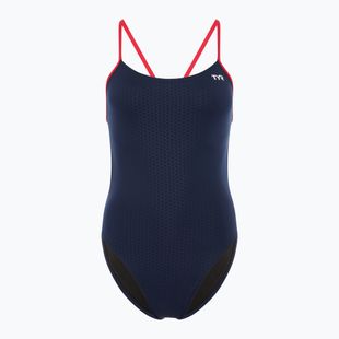 Női egyrészes fürdőruha TYR Hexa Cutoutfit navy/red