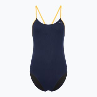 Női egyrészes fürdőruha TYR Hexa Cutoutfit navy/gold