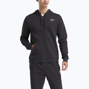 Férfi Reebok Identity SL Fleece FZ pulóver fekete/fehér/vektor piros