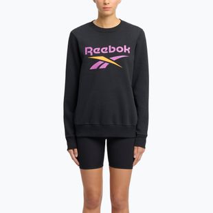 Női Reebok Identity Big Logo Fleece Crew fekete/lila rave/elektromos borostyán melegítőfelső