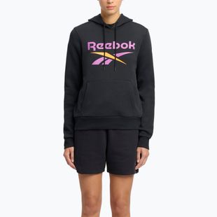Női Reebok Identity Big Logo Fleece pulóver fekete/lila rave/elektromos borostyán színben