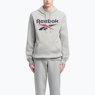 Férfi Reebok Identity Big Logo Fleece kapucnis pulóver közepes szürke melegítő/vektoros tengerészgyalogság/vektoros piros