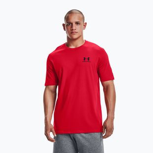 Under Armour Sportstyle Left Chest SS férfi edzőpóló piros/fekete