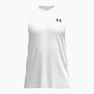 Férfi edző póló Under Armour Left Chest Cut Off Tank white/black