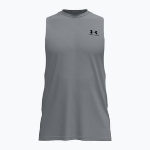 Férfi edző póló Under Armour Left Chest Cut Off Tank steel light heather/black
