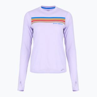 Női Brooks Distance Graphic LS heather violet dash/stripe futópóló