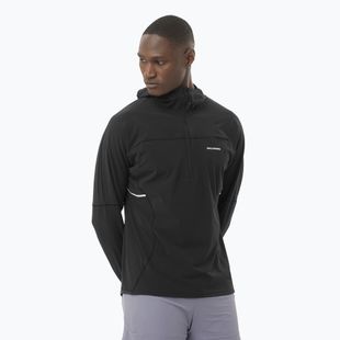 Férfi Salomon Sense Aero Hybrid Half Zip kapucnis futó melegítőfelső mélyfekete