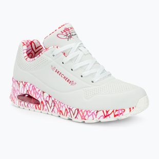 női cipő SKECHERS Uno Loving Love white/red/pink mesh