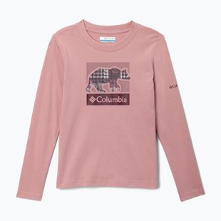 Gyerek hosszú ujjú túrapóló Columbia Hazeldel Hill Graphic Tee eraser pink/barely printed