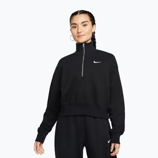 Női pulóver Nike Sportswear Phoenix Fleece 1/2 Zip Cropped black/sail