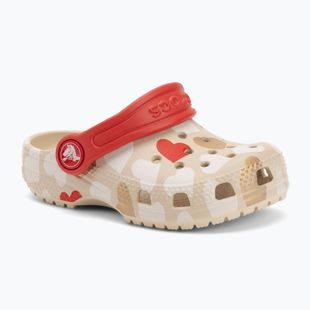 Crocs Classic Heart Print Clog homokkő gyermek flip-flopok