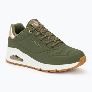 női cipő SKECHERS Uno Shimmer Away olive/rose gold/mesh