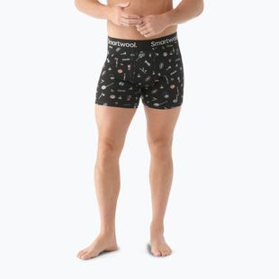 Férfi thermo boxeralsó Smartwool Merino Print Boxer Brief black gone camping