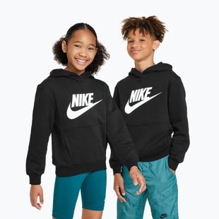 Gyermek Nike Club Fleece kapucnis pulóver fekete/fehér