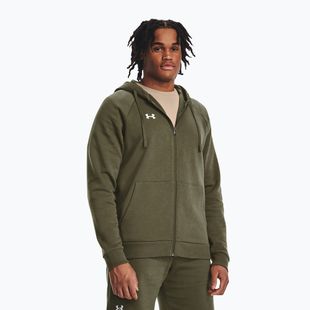 Férfi kapucnis cipzáras pulóver Under Armour Rival Fleece FZ Hoodie navy DD green/white