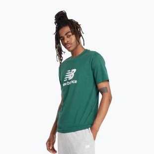 Férfi New Balance Stacked Logo éjszakai óra zöld póló