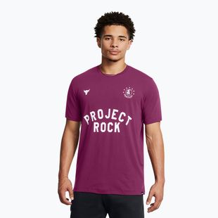 Férfi edző póló Under Armour Project Rock Badge Of Honor purple