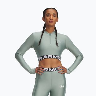 Női Under Armour Heat Gear Rib 1/4 Zip szilikazöld/szilikazöld/fehér edzőfelső