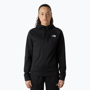 Női pulóver The North Face Reaxion 2.0 kapucnis, teljes cipzáras fekete melírozott
