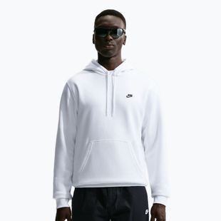 Férfi pulóver Nike Club Pullover Hoodie white/white/black