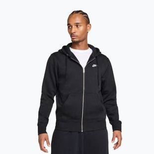 Férfi kapucnis pulóver Nike Club Full Zip Hoodie black/black/white