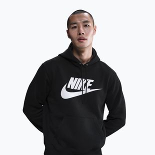 Férfi kapucnis pulóver Nike Club Pullover Hoodie black/black/white