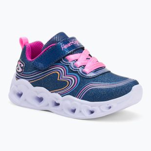 SKECHERS Heart Lights Retro Hearts gyerek cipő navy bőr/multi trim