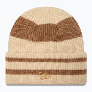 Női téli sapka New Era Stripe Cuff Knit Beanie beige