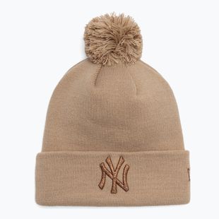 Női baseballsapka New Era Metallic Bobble Knit Beanie New York Yankees beige