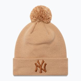 Női baseballsapka New Era Metallic Bobble Knit Beanie New York Yankees beige