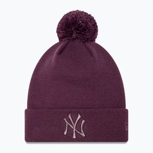 Női baseballsapka New Era Metallic Bobble Knit Beanie New York Yankees dark purple