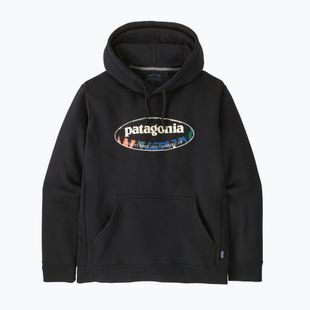 Férfi pulóver Patagonia '95 Oval Logo Uprisal Hoody Black: Kaleido