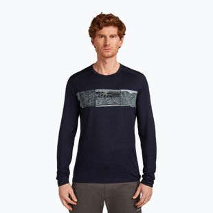 Férfi hőaktív pulóver icebreaker Merino 200 Oasis Crewe Elevation Line midnight navy